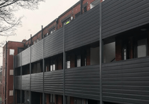 external cladding on a building being installed