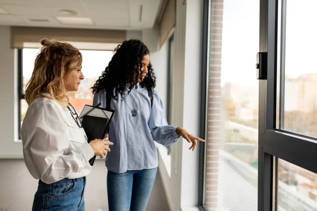 two women looking around a property