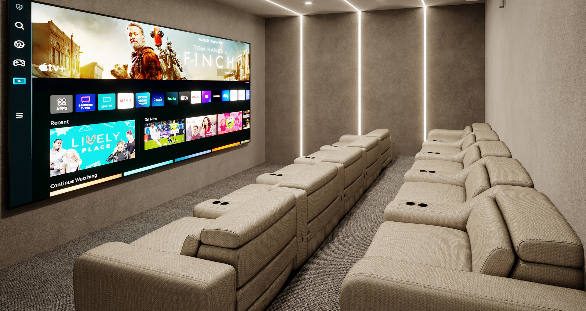 Inside Lakeside community area showing the cinema/ tv room